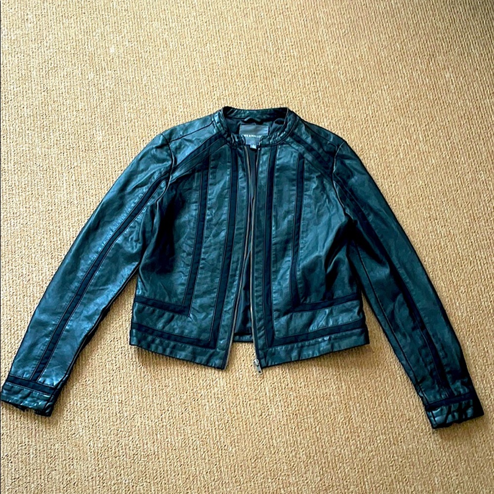 Kate & Mallory Faux Leather Mandarin Collar jacket